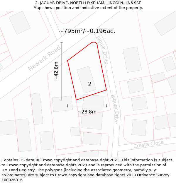 2, JAGUAR DRIVE, NORTH HYKEHAM, LINCOLN, LN6 9SE: Plot and title map