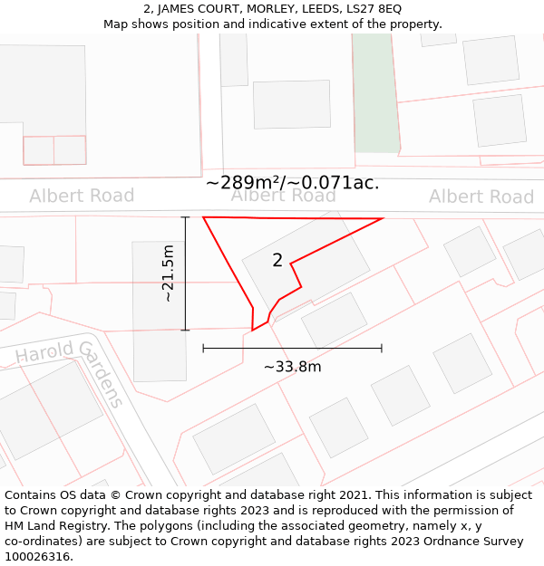 2, JAMES COURT, MORLEY, LEEDS, LS27 8EQ: Plot and title map