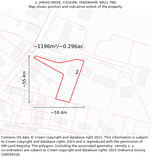 2, JARVIS DRIVE, COLKIRK, FAKENHAM, NR21 7NG: Plot and title map