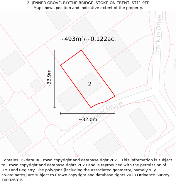 2, JENNER GROVE, BLYTHE BRIDGE, STOKE-ON-TRENT, ST11 9TP: Plot and title map