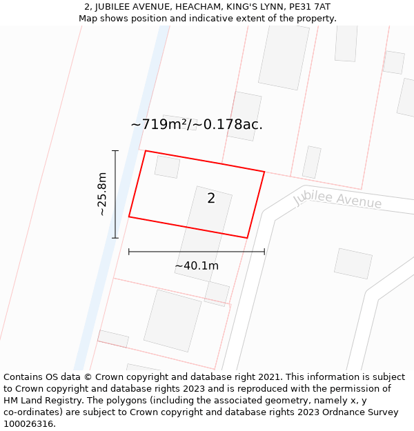 2, JUBILEE AVENUE, HEACHAM, KING'S LYNN, PE31 7AT: Plot and title map