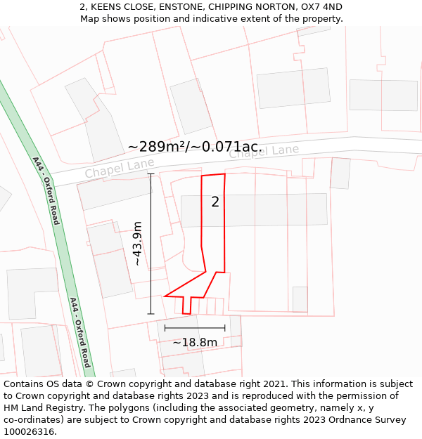 2, KEENS CLOSE, ENSTONE, CHIPPING NORTON, OX7 4ND: Plot and title map