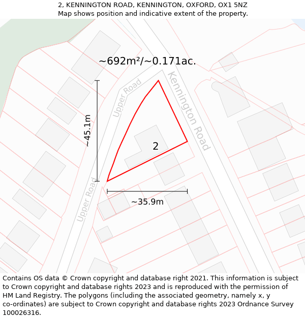 2, KENNINGTON ROAD, KENNINGTON, OXFORD, OX1 5NZ: Plot and title map