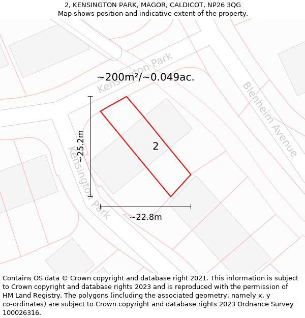 2, KENSINGTON PARK, MAGOR, CALDICOT, NP26 3QG: Plot and title map