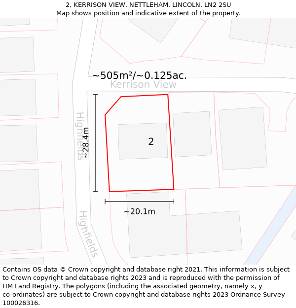 2, KERRISON VIEW, NETTLEHAM, LINCOLN, LN2 2SU: Plot and title map