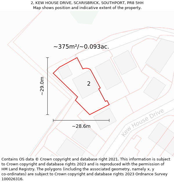 2, KEW HOUSE DRIVE, SCARISBRICK, SOUTHPORT, PR8 5HH: Plot and title map