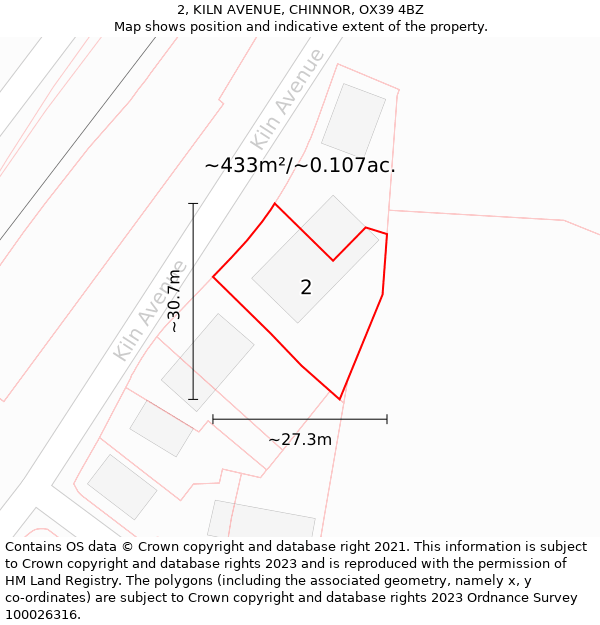 2, KILN AVENUE, CHINNOR, OX39 4BZ: Plot and title map