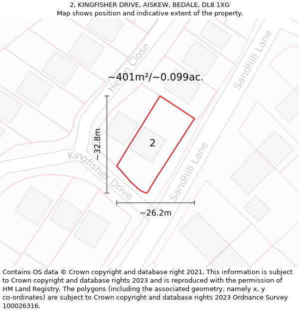 2, KINGFISHER DRIVE, AISKEW, BEDALE, DL8 1XG: Plot and title map