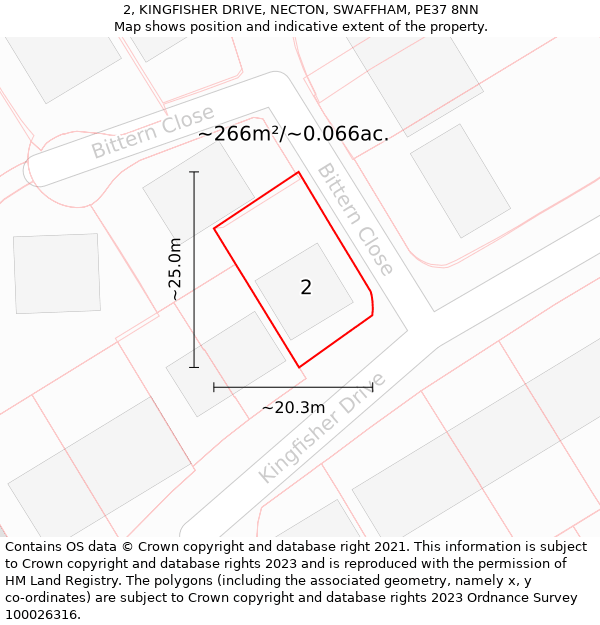 2, KINGFISHER DRIVE, NECTON, SWAFFHAM, PE37 8NN: Plot and title map