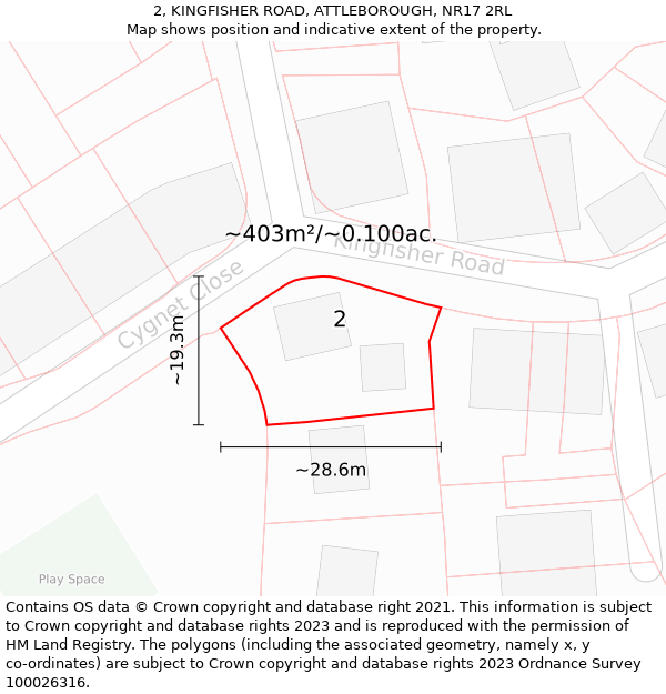 2, KINGFISHER ROAD, ATTLEBOROUGH, NR17 2RL: Plot and title map