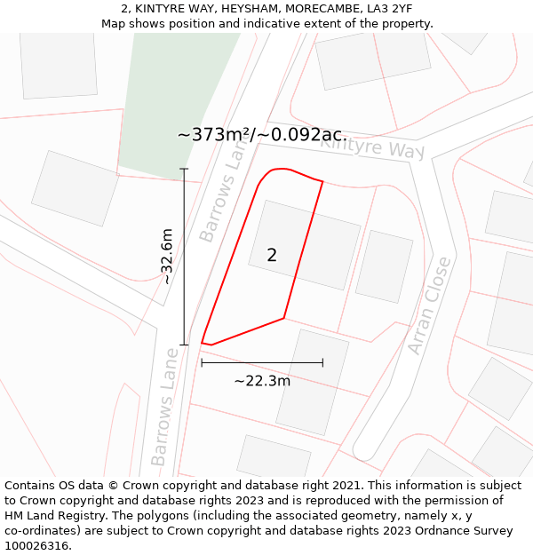 2, KINTYRE WAY, HEYSHAM, MORECAMBE, LA3 2YF: Plot and title map