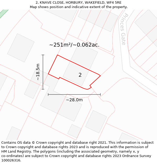 2, KNAVE CLOSE, HORBURY, WAKEFIELD, WF4 5RE: Plot and title map