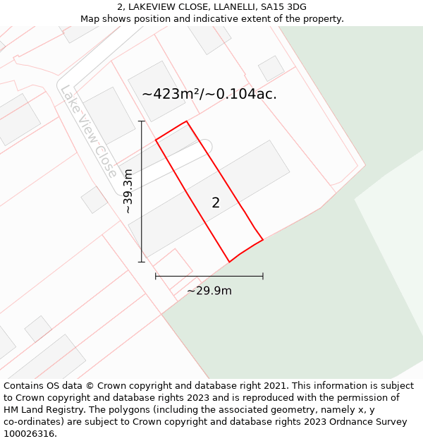 2, LAKEVIEW CLOSE, LLANELLI, SA15 3DG: Plot and title map