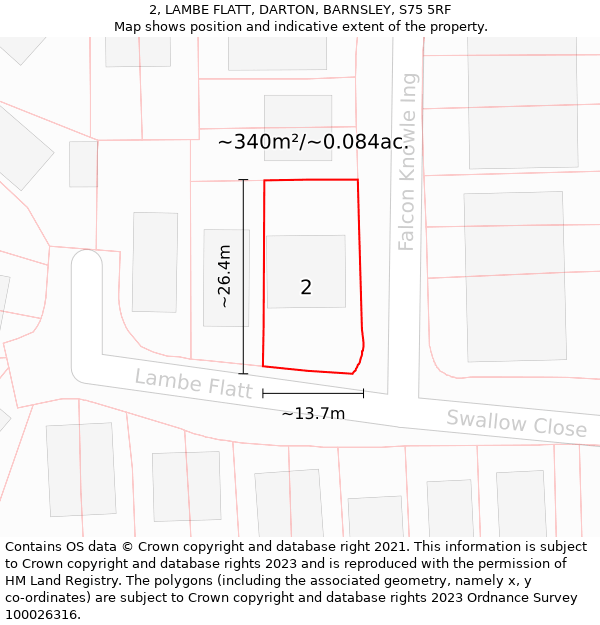 2, LAMBE FLATT, DARTON, BARNSLEY, S75 5RF: Plot and title map