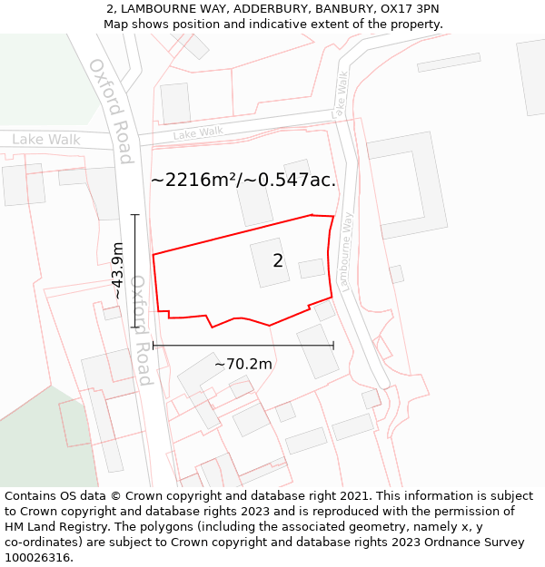 2, LAMBOURNE WAY, ADDERBURY, BANBURY, OX17 3PN: Plot and title map