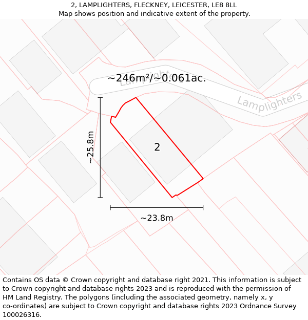 2, LAMPLIGHTERS, FLECKNEY, LEICESTER, LE8 8LL: Plot and title map