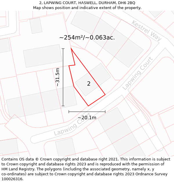 2, LAPWING COURT, HASWELL, DURHAM, DH6 2BQ: Plot and title map