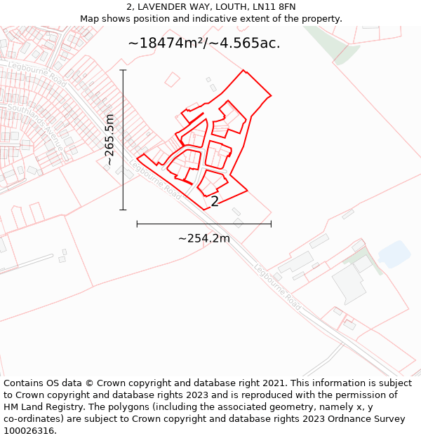 2, LAVENDER WAY, LOUTH, LN11 8FN: Plot and title map