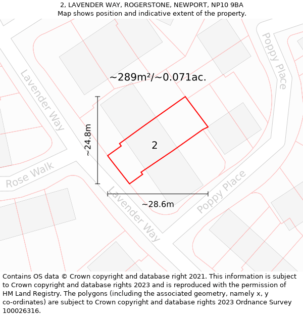 2, LAVENDER WAY, ROGERSTONE, NEWPORT, NP10 9BA: Plot and title map