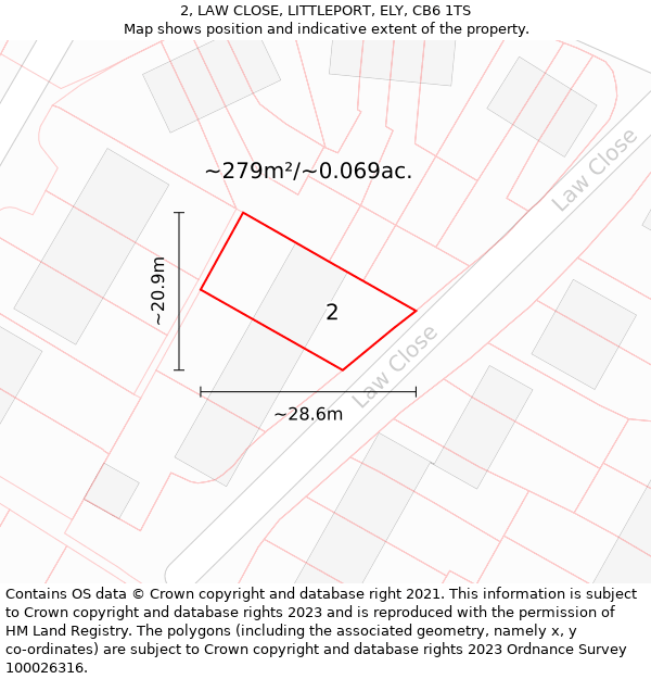 2, LAW CLOSE, LITTLEPORT, ELY, CB6 1TS: Plot and title map