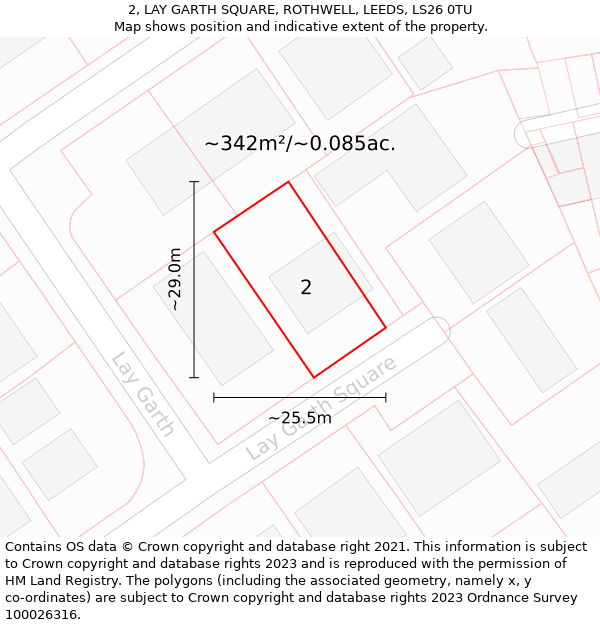 2, LAY GARTH SQUARE, ROTHWELL, LEEDS, LS26 0TU: Plot and title map