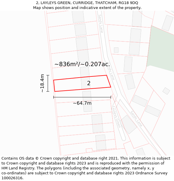 2, LAYLEYS GREEN, CURRIDGE, THATCHAM, RG18 9DQ: Plot and title map