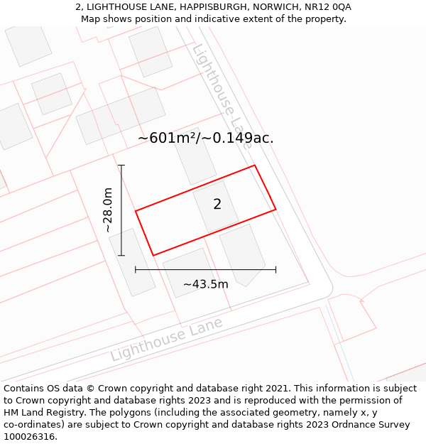 2, LIGHTHOUSE LANE, HAPPISBURGH, NORWICH, NR12 0QA: Plot and title map