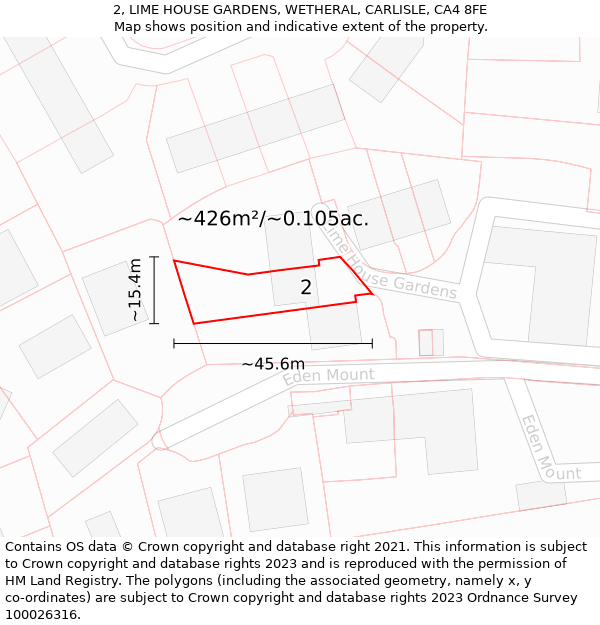 2, LIME HOUSE GARDENS, WETHERAL, CARLISLE, CA4 8FE: Plot and title map