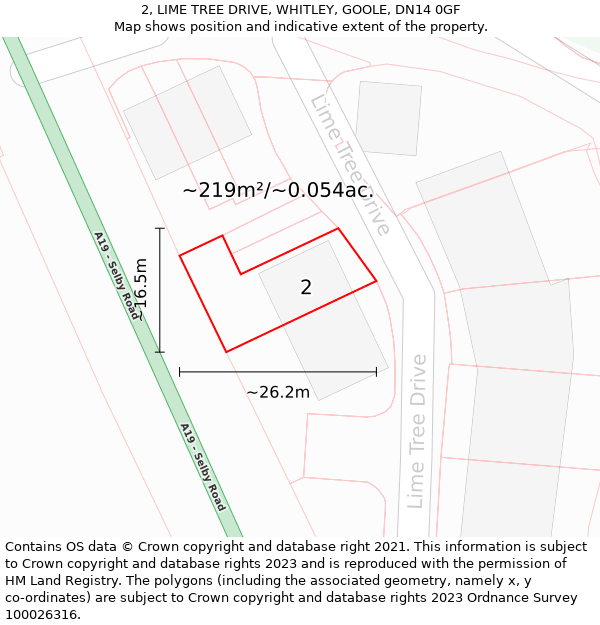 2, LIME TREE DRIVE, WHITLEY, GOOLE, DN14 0GF: Plot and title map