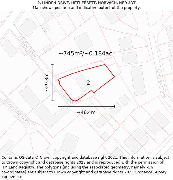 2, LINDEN DRIVE, HETHERSETT, NORWICH, NR9 3DT: Plot and title map