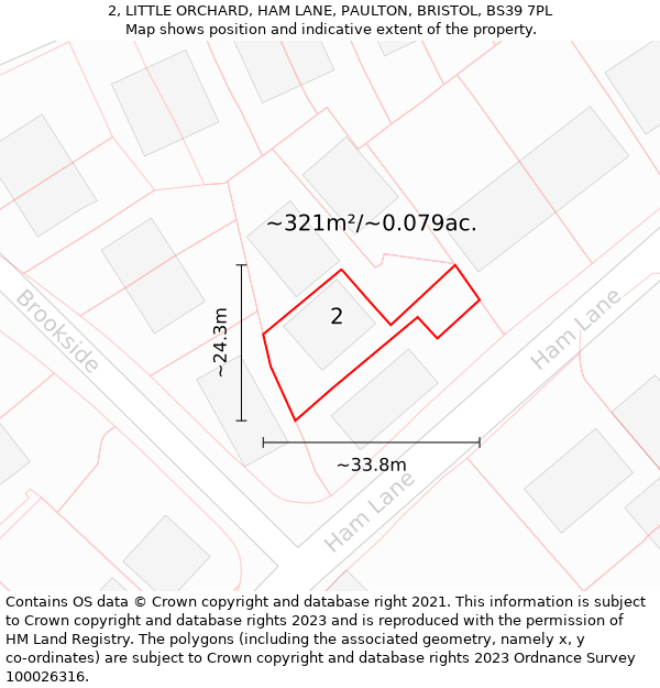 2, LITTLE ORCHARD, HAM LANE, PAULTON, BRISTOL, BS39 7PL: Plot and title map