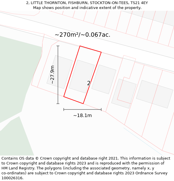 2, LITTLE THORNTON, FISHBURN, STOCKTON-ON-TEES, TS21 4EY: Plot and title map