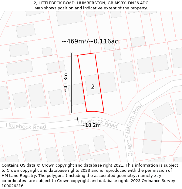 2, LITTLEBECK ROAD, HUMBERSTON, GRIMSBY, DN36 4DG: Plot and title map