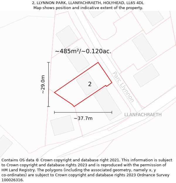 2, LLYNNON PARK, LLANFACHRAETH, HOLYHEAD, LL65 4DL: Plot and title map