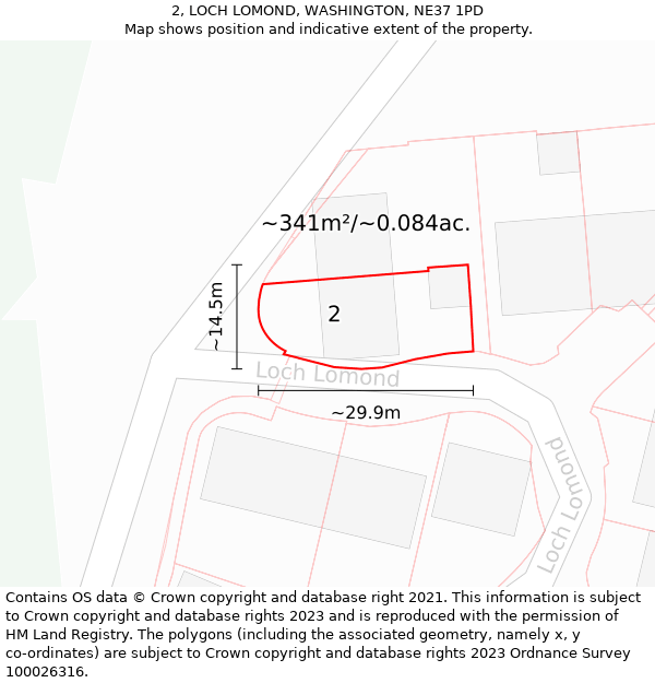 2, LOCH LOMOND, WASHINGTON, NE37 1PD: Plot and title map