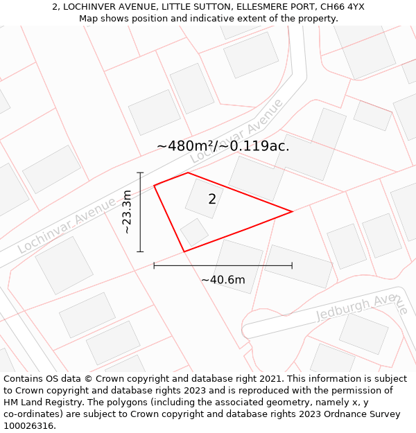 2, LOCHINVER AVENUE, LITTLE SUTTON, ELLESMERE PORT, CH66 4YX: Plot and title map