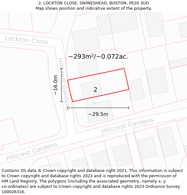 2, LOCKTON CLOSE, SWINESHEAD, BOSTON, PE20 3UD: Plot and title map