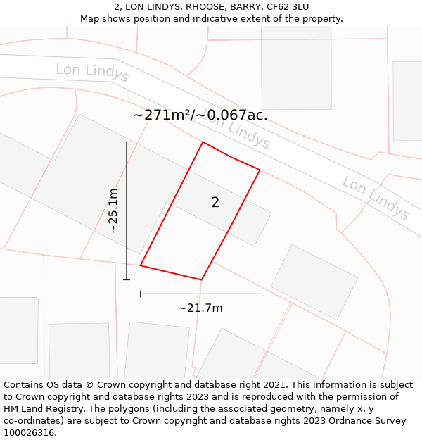 2, LON LINDYS, RHOOSE, BARRY, CF62 3LU: Plot and title map