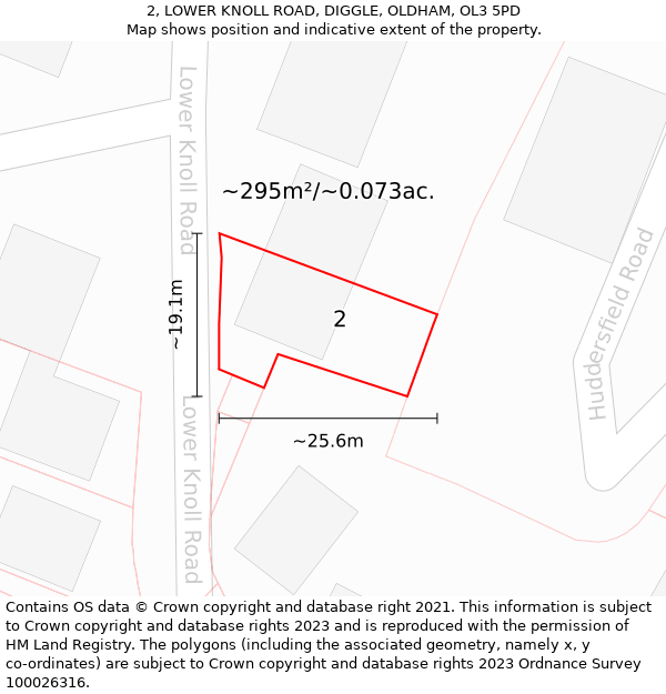 2, LOWER KNOLL ROAD, DIGGLE, OLDHAM, OL3 5PD: Plot and title map