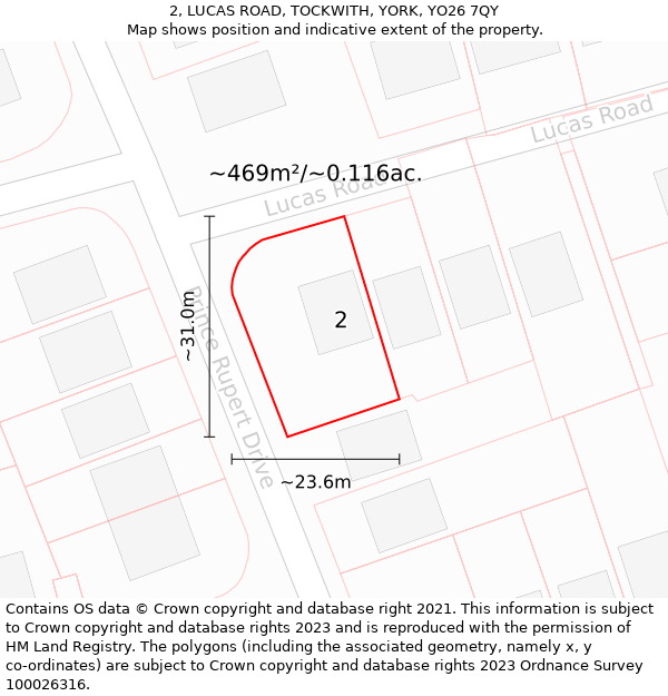 2, LUCAS ROAD, TOCKWITH, YORK, YO26 7QY: Plot and title map