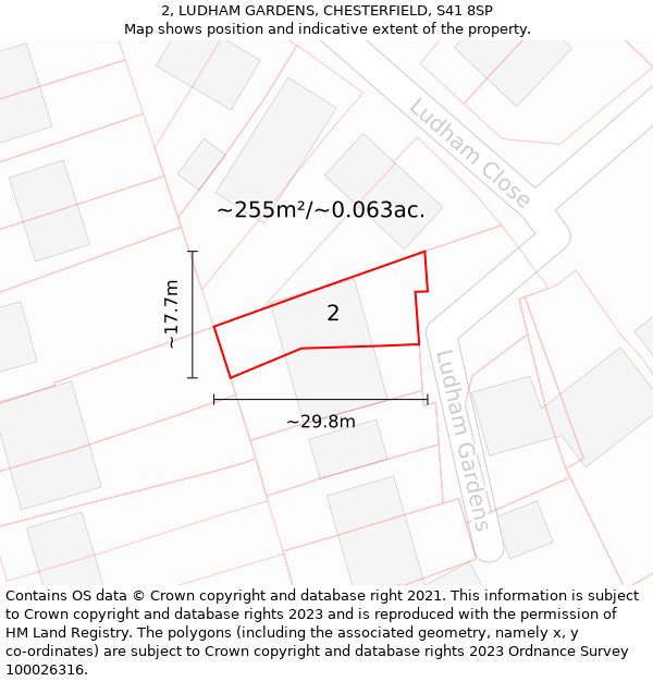 2, LUDHAM GARDENS, CHESTERFIELD, S41 8SP: Plot and title map