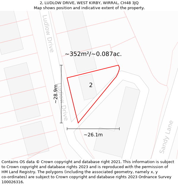 2, LUDLOW DRIVE, WEST KIRBY, WIRRAL, CH48 3JQ: Plot and title map