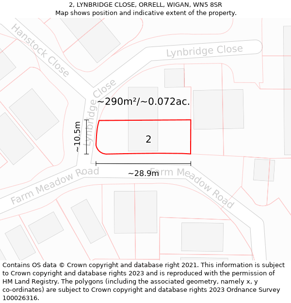 2, LYNBRIDGE CLOSE, ORRELL, WIGAN, WN5 8SR: Plot and title map