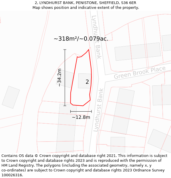 2, LYNDHURST BANK, PENISTONE, SHEFFIELD, S36 6ER: Plot and title map