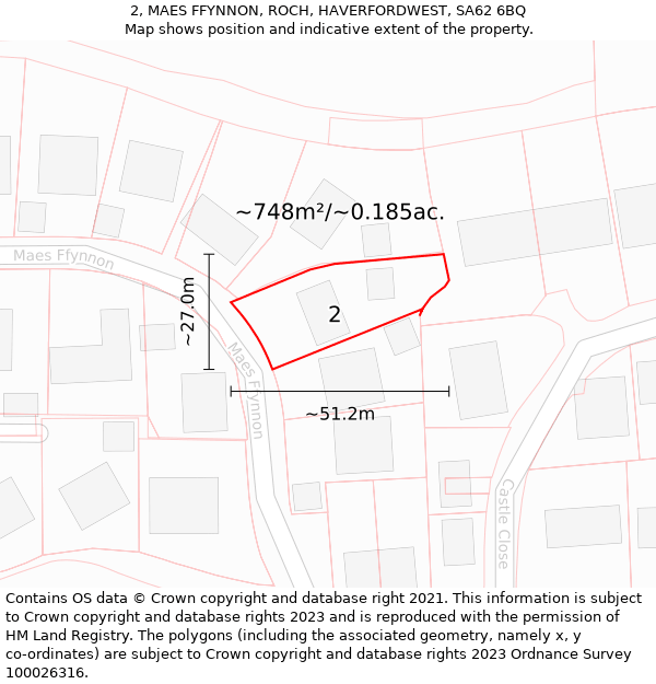 2, MAES FFYNNON, ROCH, HAVERFORDWEST, SA62 6BQ: Plot and title map