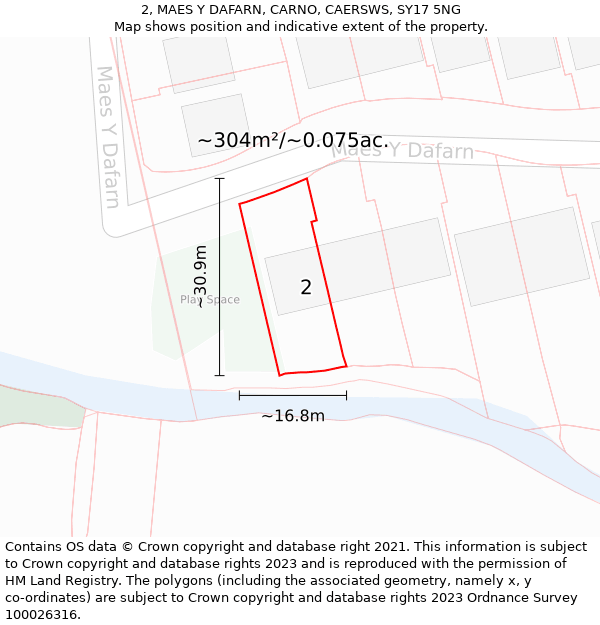 2, MAES Y DAFARN, CARNO, CAERSWS, SY17 5NG: Plot and title map