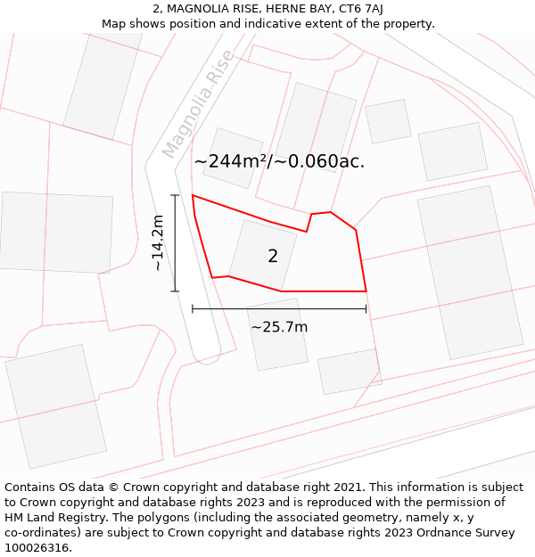 2, MAGNOLIA RISE, HERNE BAY, CT6 7AJ: Plot and title map