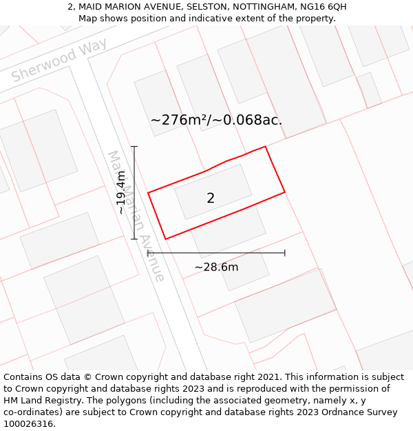 2, MAID MARION AVENUE, SELSTON, NOTTINGHAM, NG16 6QH: Plot and title map