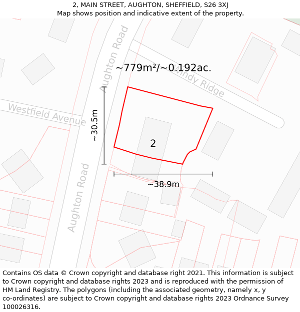 2, MAIN STREET, AUGHTON, SHEFFIELD, S26 3XJ: Plot and title map