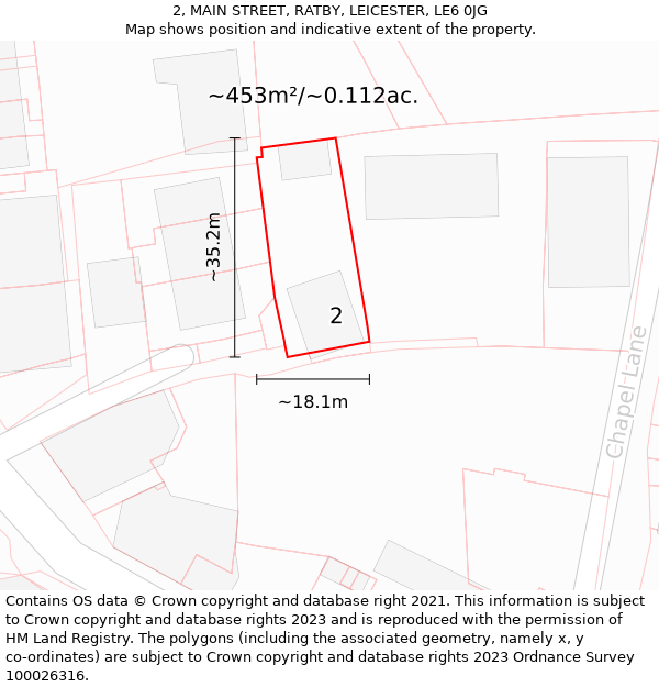 2, MAIN STREET, RATBY, LEICESTER, LE6 0JG: Plot and title map